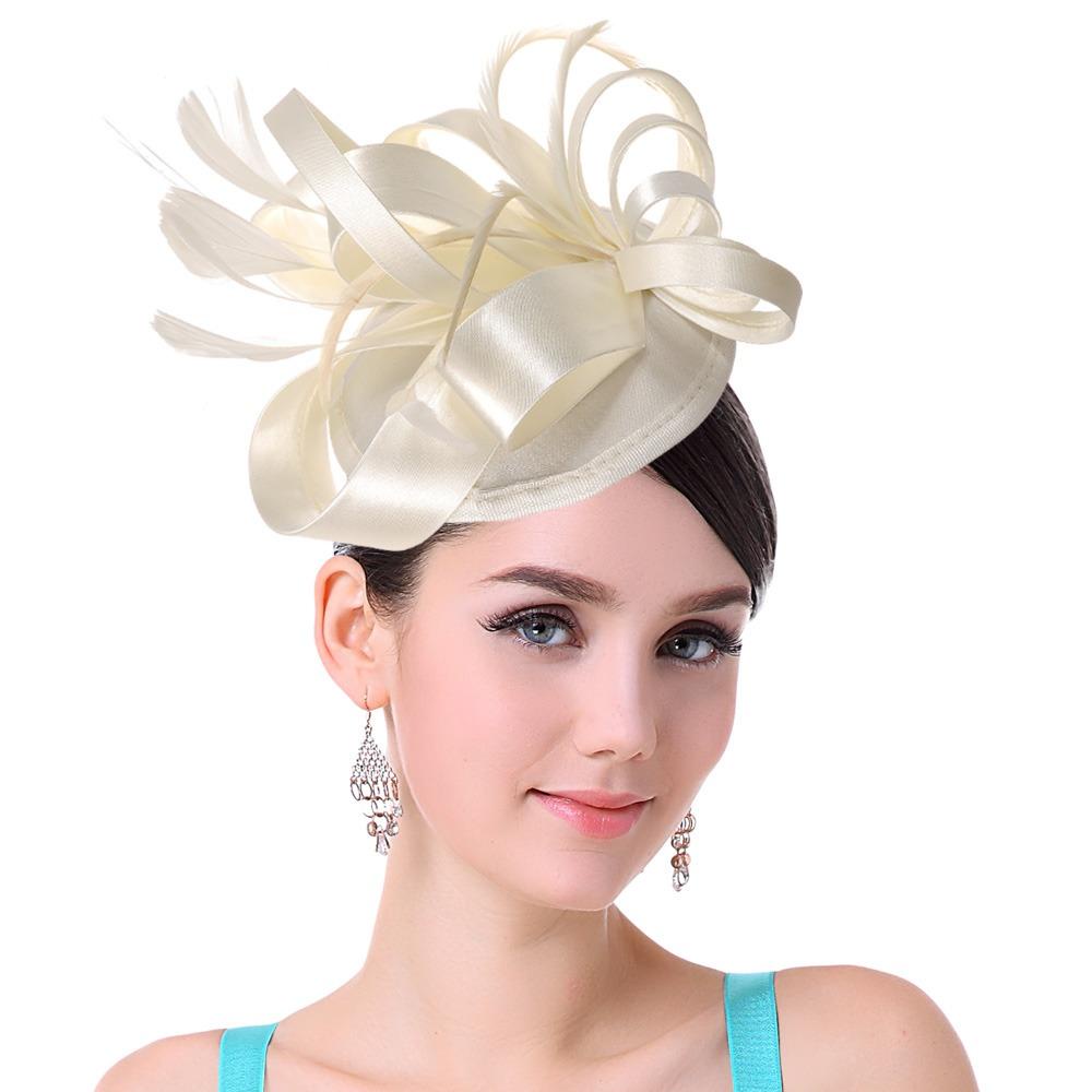 LOMBARD Kẹp Tóc Hình Chiếc Nón Phối Lông Vũ Thời Trang Cho Nữ