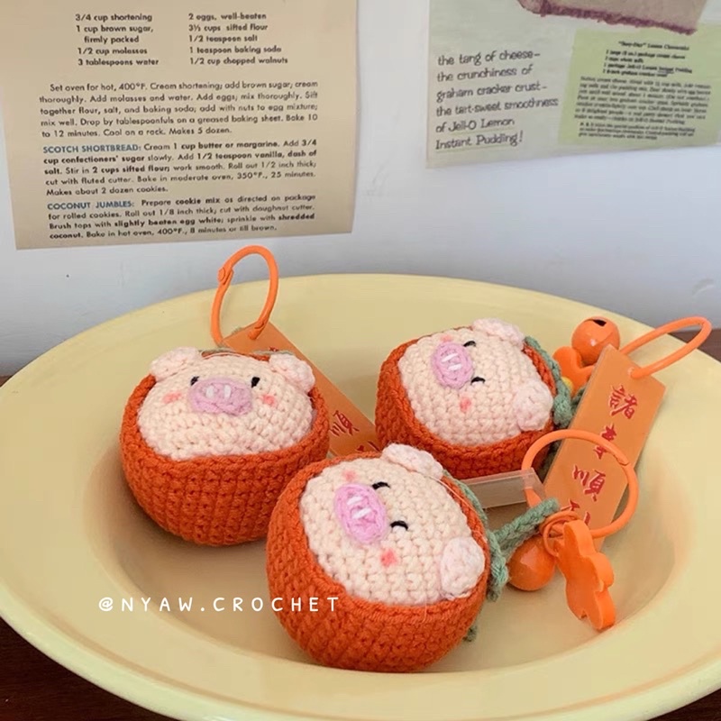 Móc Khoá Heo Len Cam Quýt