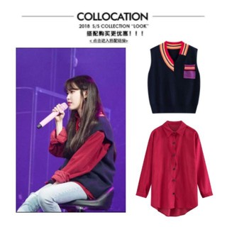 [Order] Set áo sơ mi nhung + gile len ulzzang IU