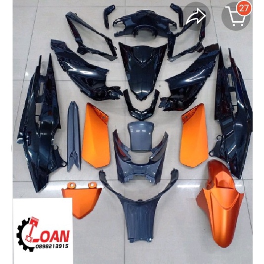Dàn áo AB thái Đen Cam  hàng zin chính hãng Honda Thái  _ shop phụ tùng honda