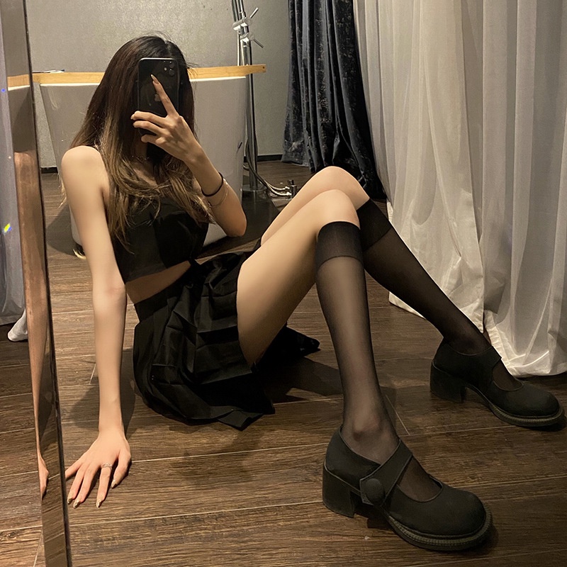 Tất Lụa Đen Mỏng Phong Cách Lolita Nhật Bản Thời Trang Mùa Hè Cho Nữ