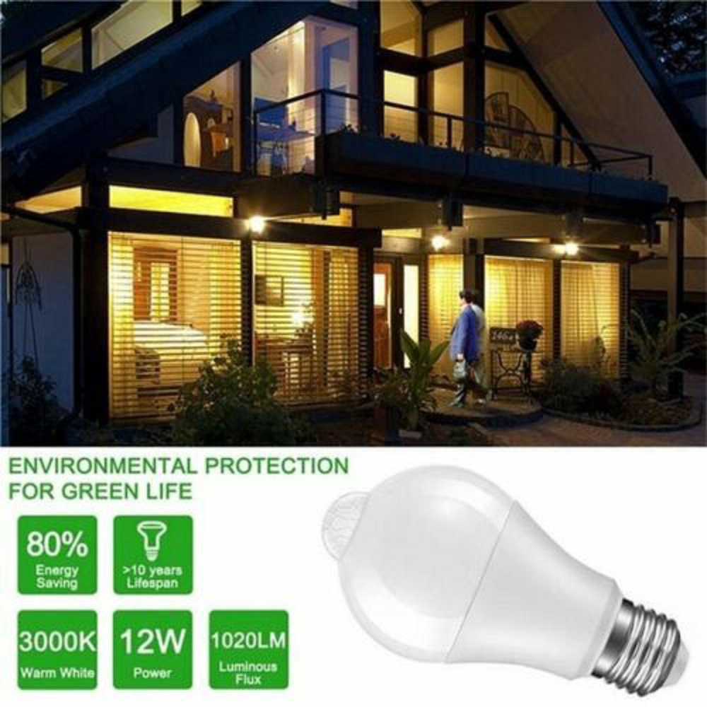 1 Bóng Đèn Led E27 5W PIR Tiết Kiệm Năng Lượng Trang Trí Sân Vườn