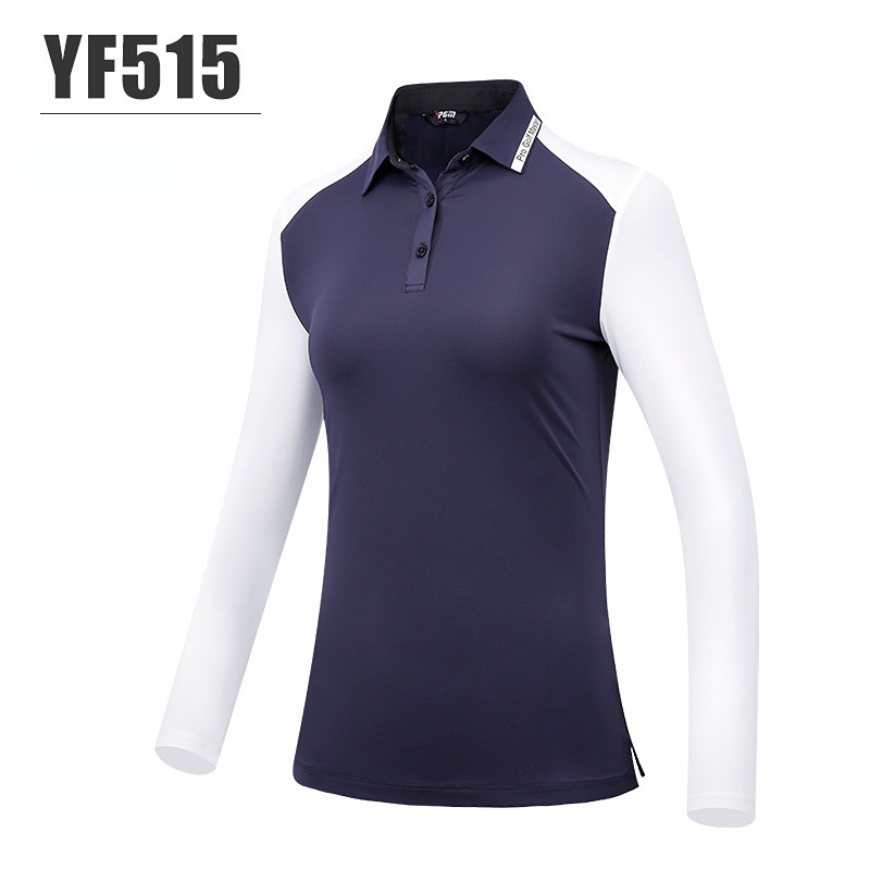 PGM mới Golf Lady dài tay quần áo đơn giản  thời trang thể thao cổ điển ve áo T-Shirt Top