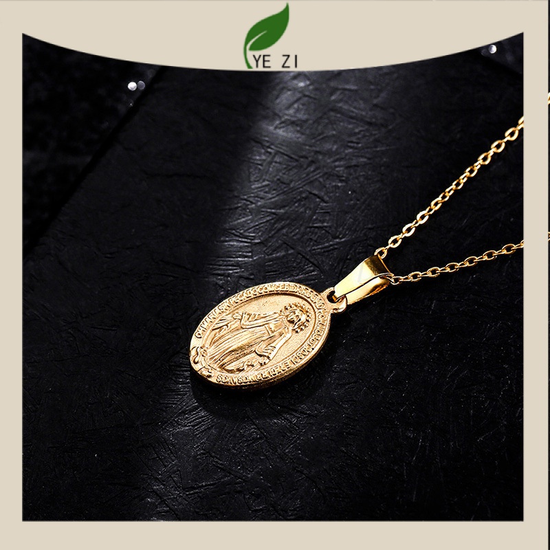 Dây Chuyền Thép Titan Mặt Thánh Giá Đức Mẹ Mary