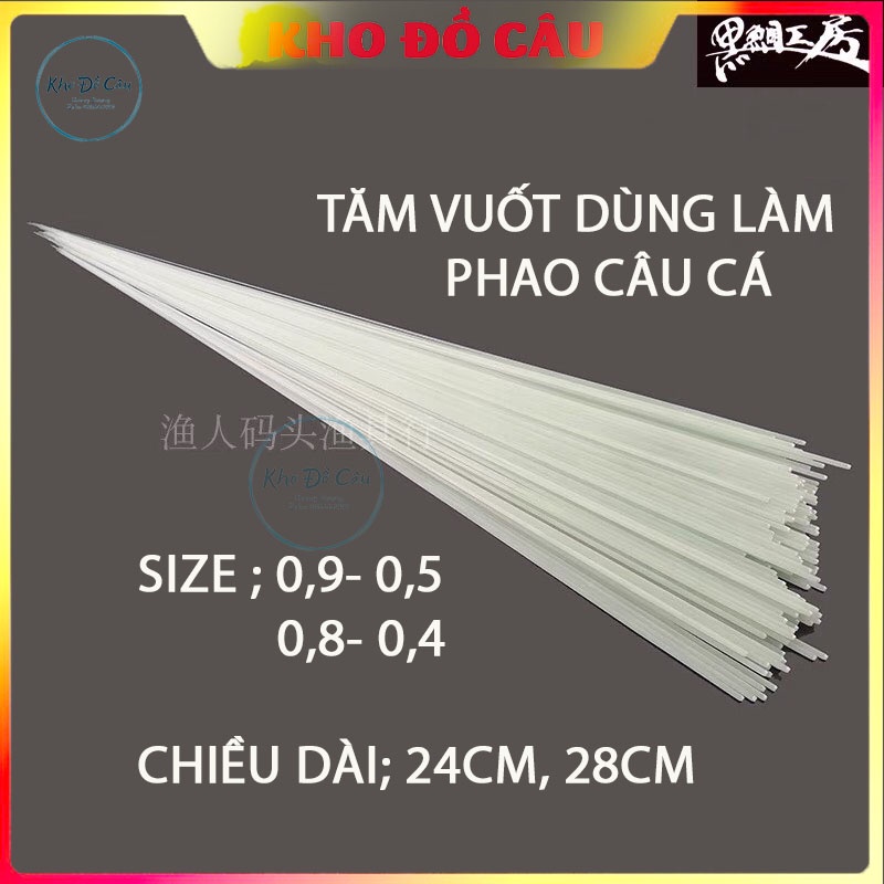 TĂM THỦY TINH VUỐT NHỎ LÀM PHAO CÂU CÁ CAO CẤP, COMBO 10 CÂY