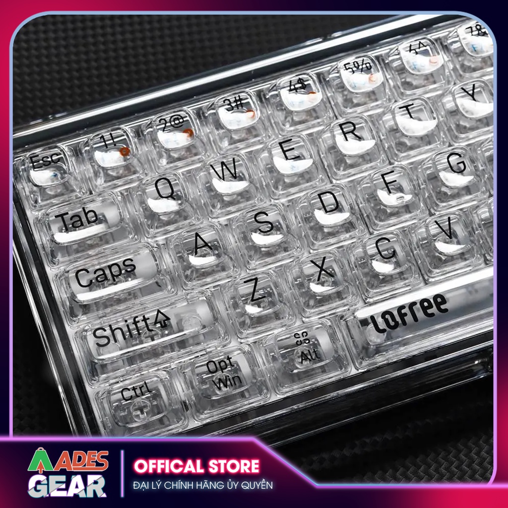 ✔️ Bàn Phím Cơ Không Dây Lofree Phiên Bản 1% Transparent ✔️ Trong Suốt  Đèn LED ✔️ BH 12 Tháng
