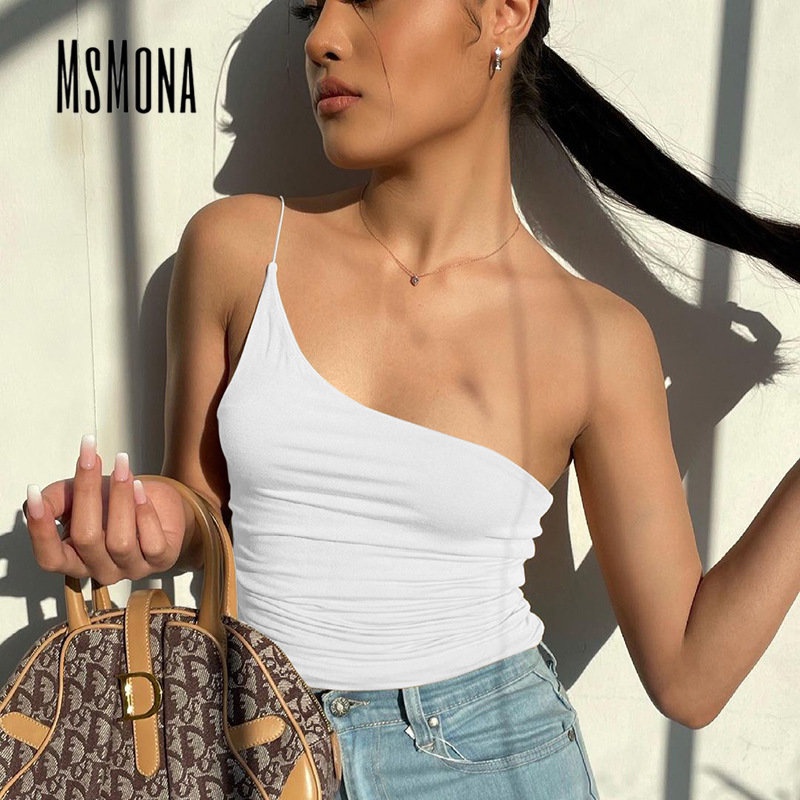 MsMona Áo Hai Dây Dáng Ôm Màu Trơn Thời Trang 2023 Quyến Rũ Cho Nữ