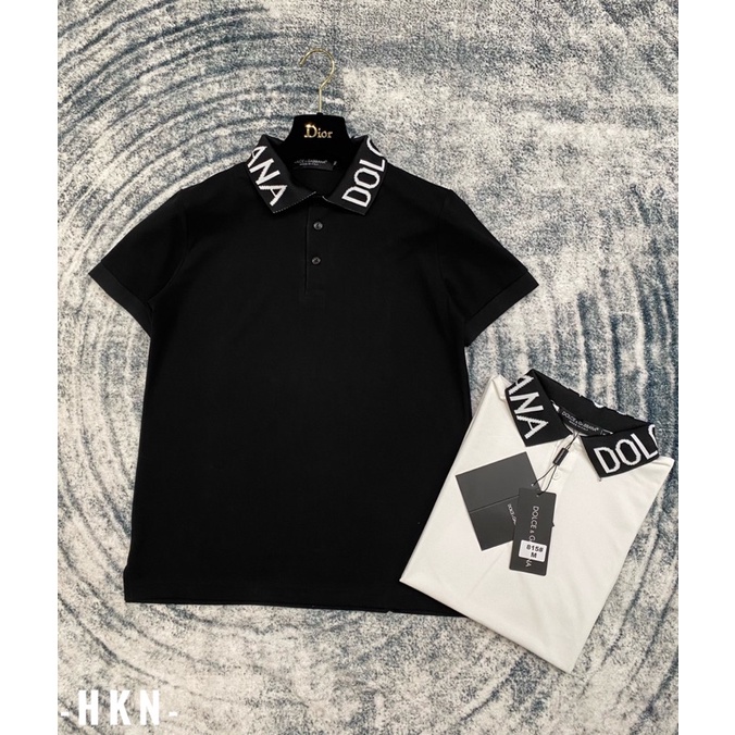 Áo polo nam thêu chữ dolce quanh cổ kiểu dáng basic đơn giản,Áo phông có cổ dolce trơn chất cotton cá sấu