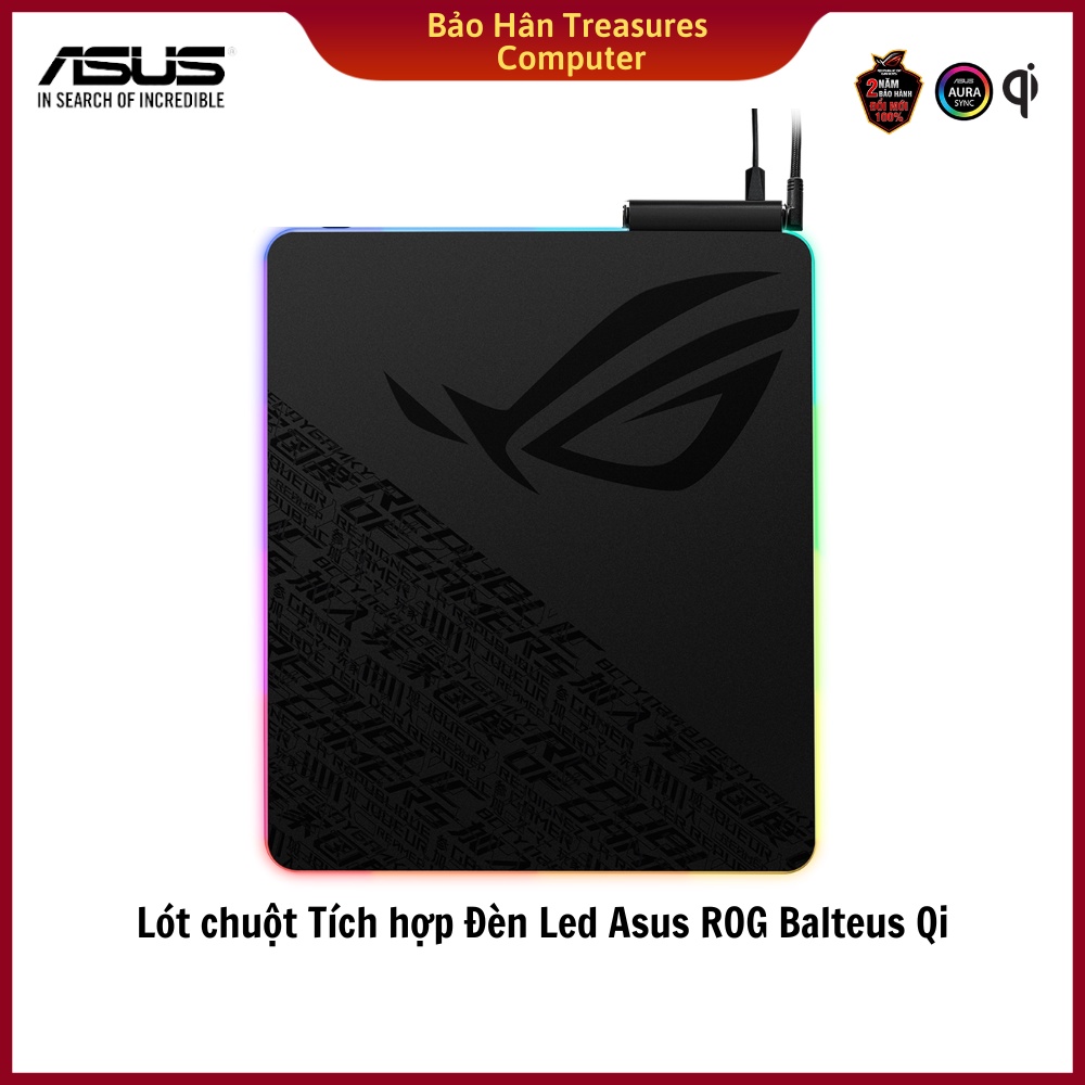 Lót chuột Tích hợp Đèn Led Asus ROG Balteus Qi - Hàng Chính Hãng