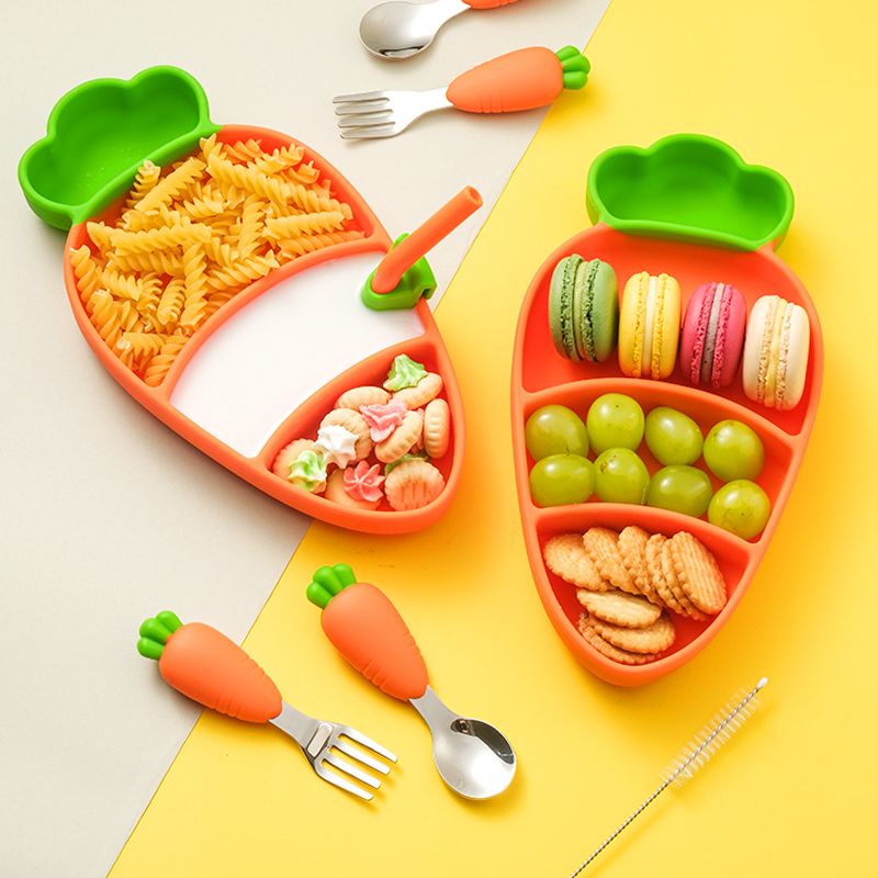 Bộ Khay Đĩa Muỗng Ăn Dặm Chia Ngăn Toàn Diện Cho Bé Sơ Sinh Bộ Dụng Cụ Ăn Uống Chữ T Tiện Dụng