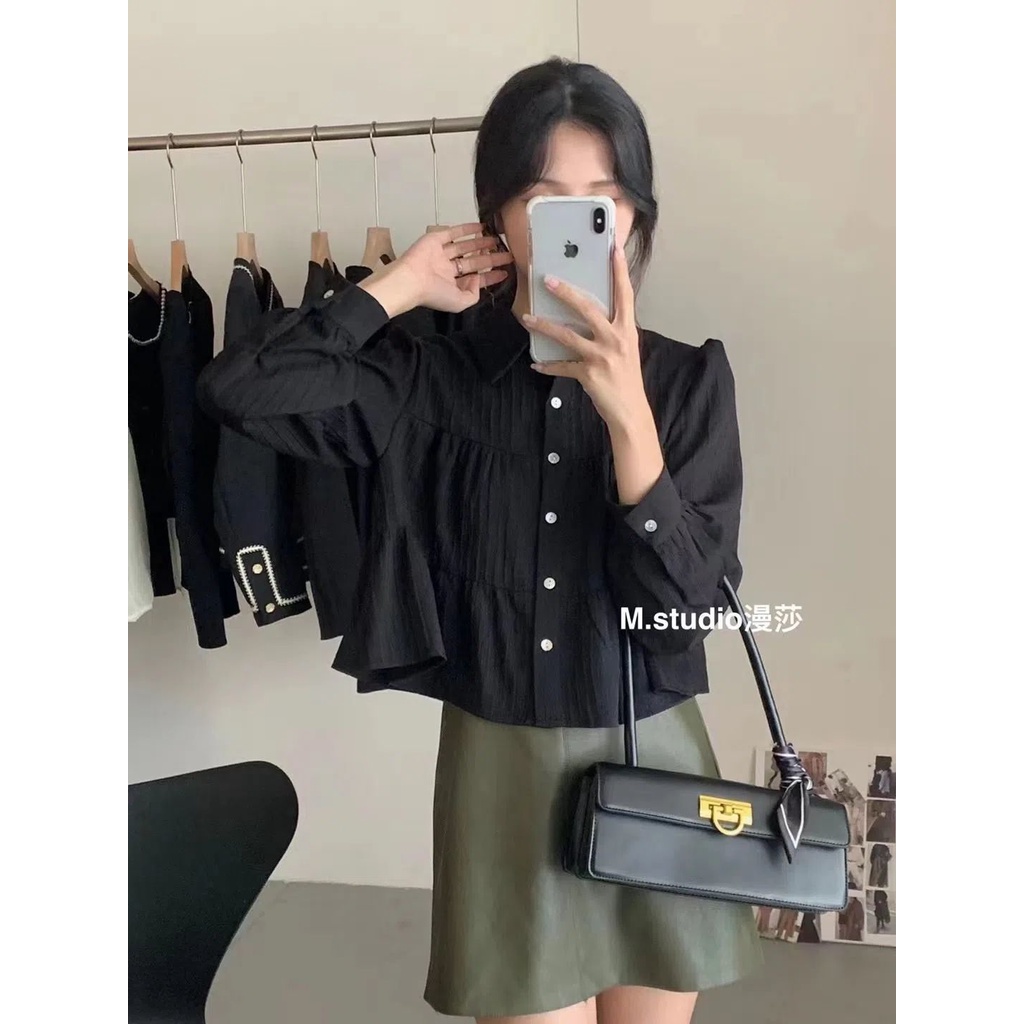 Áo Sơ Mi Nữ Tay Dài Cổ Búp Bê Đơn Giản Phong Cách Hàn Quốc Thời Trang Mới