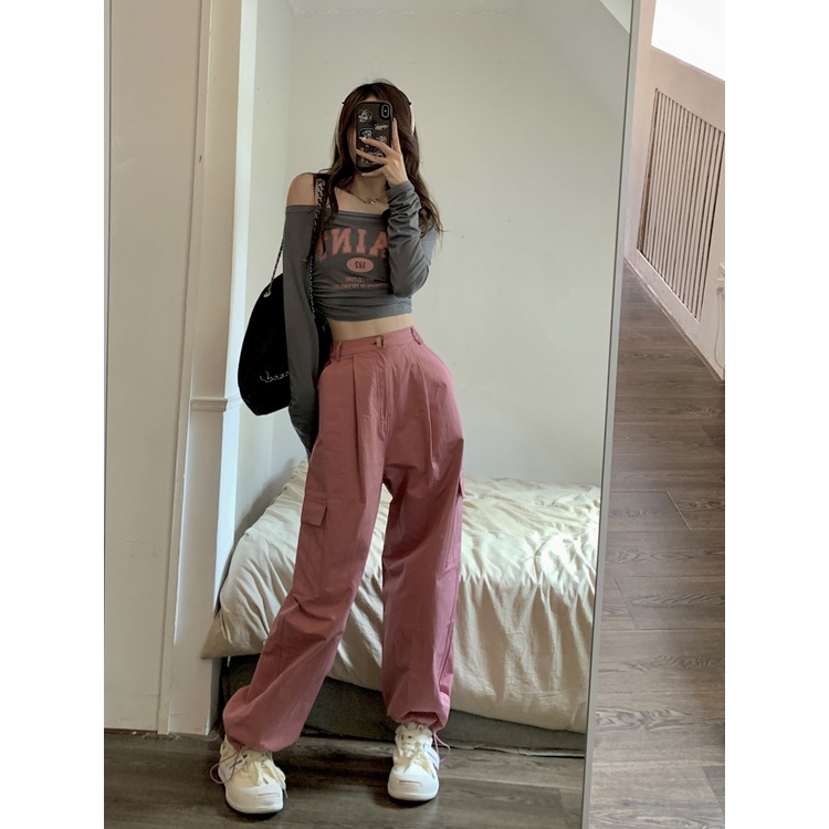 Nevaeh Áo Thun Mỏng Tay Dài Hở Vai Màu Xám Phong Cách retro Mỹ Dễ Phối Đồ Dành Cho Nữ áo croptop