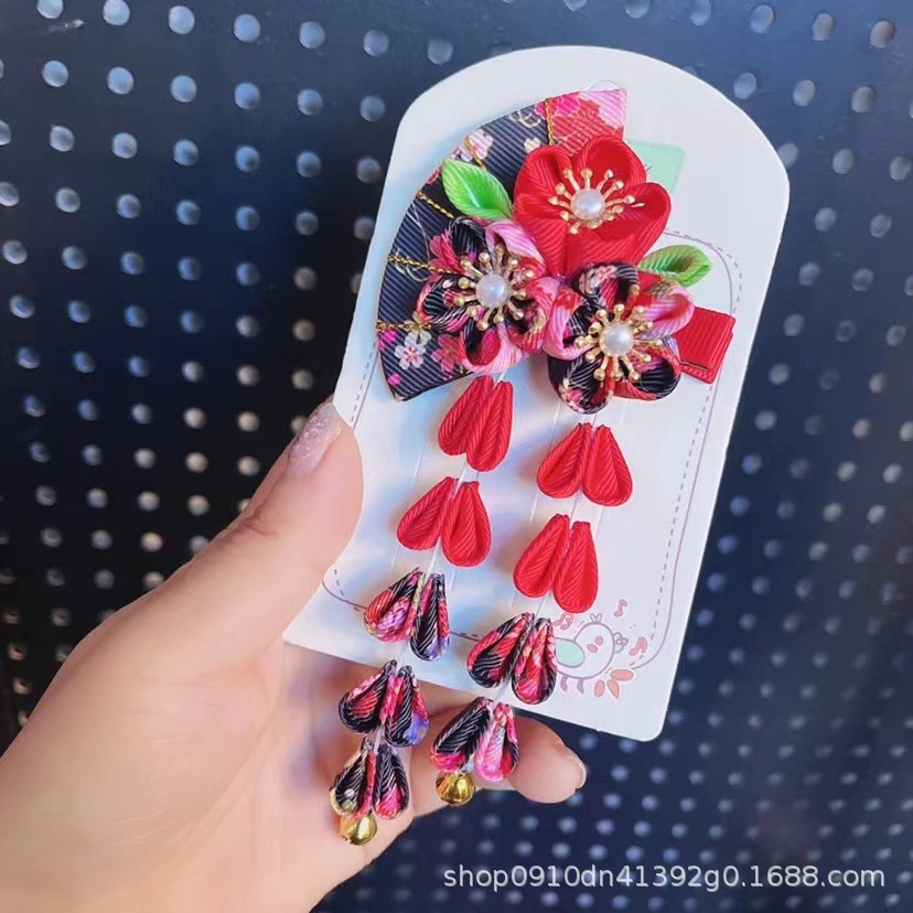 Hi-kid Trâm Cài Tóc Tua Rua Hoa Thủ Công Màu Trơn Phong Cách Nhật Bản Phụ Kiện Hán Phục Kimono Truy Cập