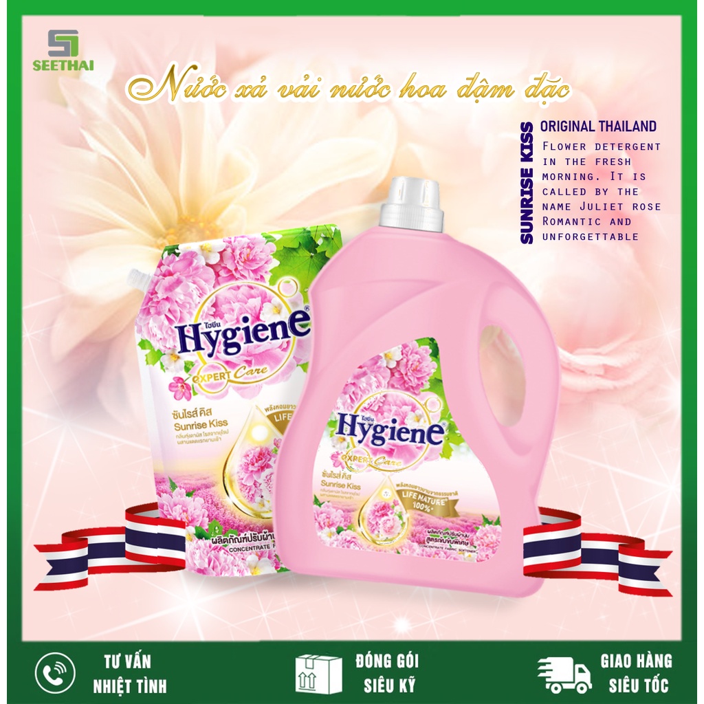 Xả vải HYGIENE Thái Lan Sunrise Kiss đậm đặc hương hoa hồng Damascus - túi / can