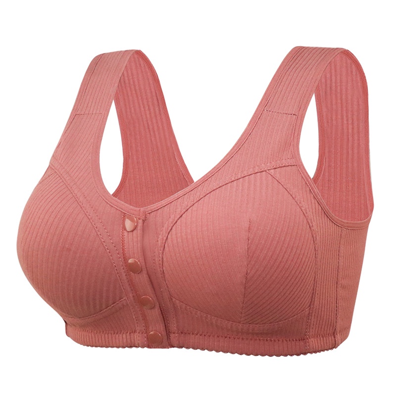 36-52 vải sợi cotton tinh khiết nút phía trước đồ lót phụ nữ phong cách vest cộng với kích thước vòng thép áo ngực