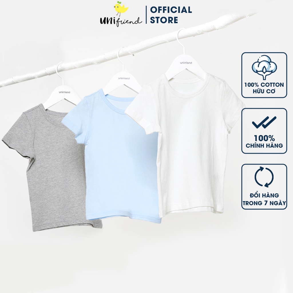 Set 2 áo thun cotton mịn bé trai và bé gái Unifriend Hàn Quốc 2024-1