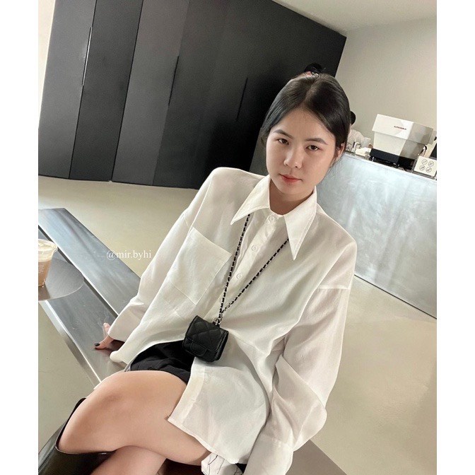 Áo sơ mi trắng cổ nhọn form rộng - 247store.vn - Smconhon0047