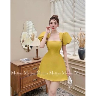 Đầm tay phồng cổ vuông bigsize