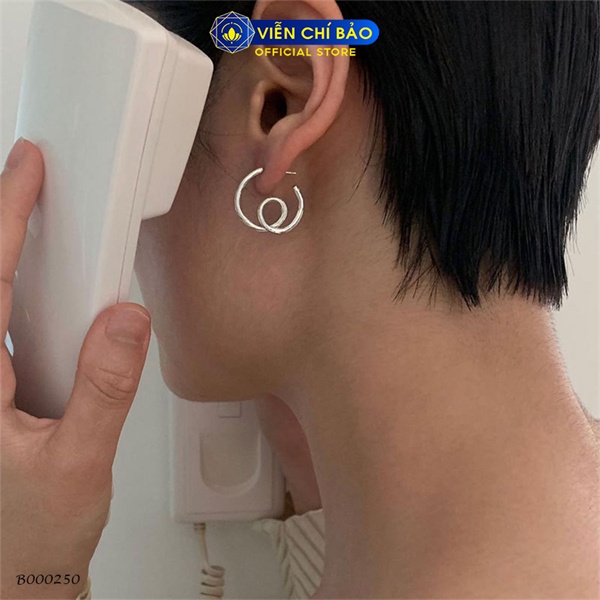 Bông tai xoắn cá tính chất liệu bạc Thái 925 thời trang phụ kiện trang sức nữ Viễn Chí Bảo B000250