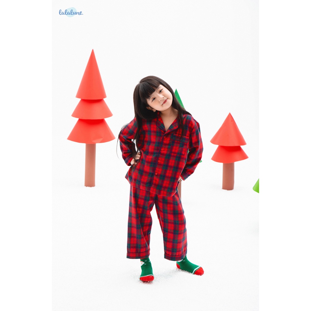 Pyjama nỉ LalaLune họa tiết caro đỏ cho cả gia đình