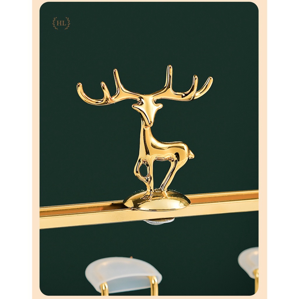 Úp cốc vàng gương có khay hứng nước kèm núm bọc chống trơn trượt Decor đầu Hươu 2022 | ÚP CỐC HƯƠU VÀNG , đồ gia dụng th