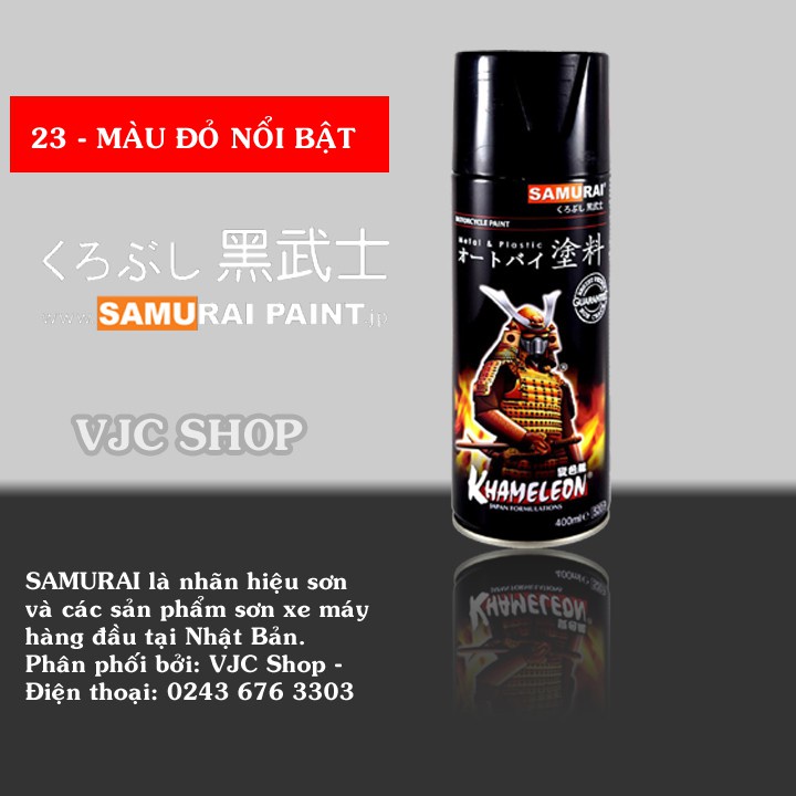 Chai sơn xịt sơn xe máy SAMURAI Mã 23 Màu đỏ nổi bật - VJC SÀI GÒN