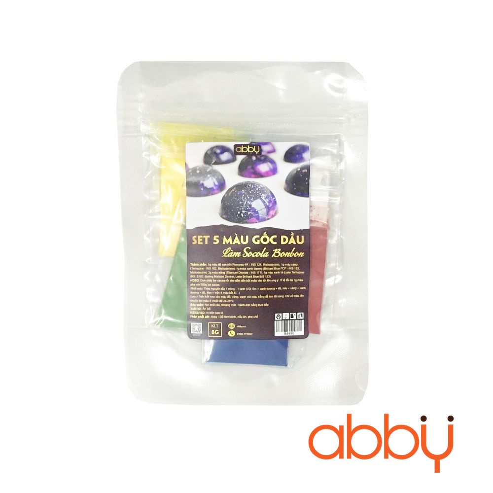 Set 5 màu gốc dầu làm socola bonbon