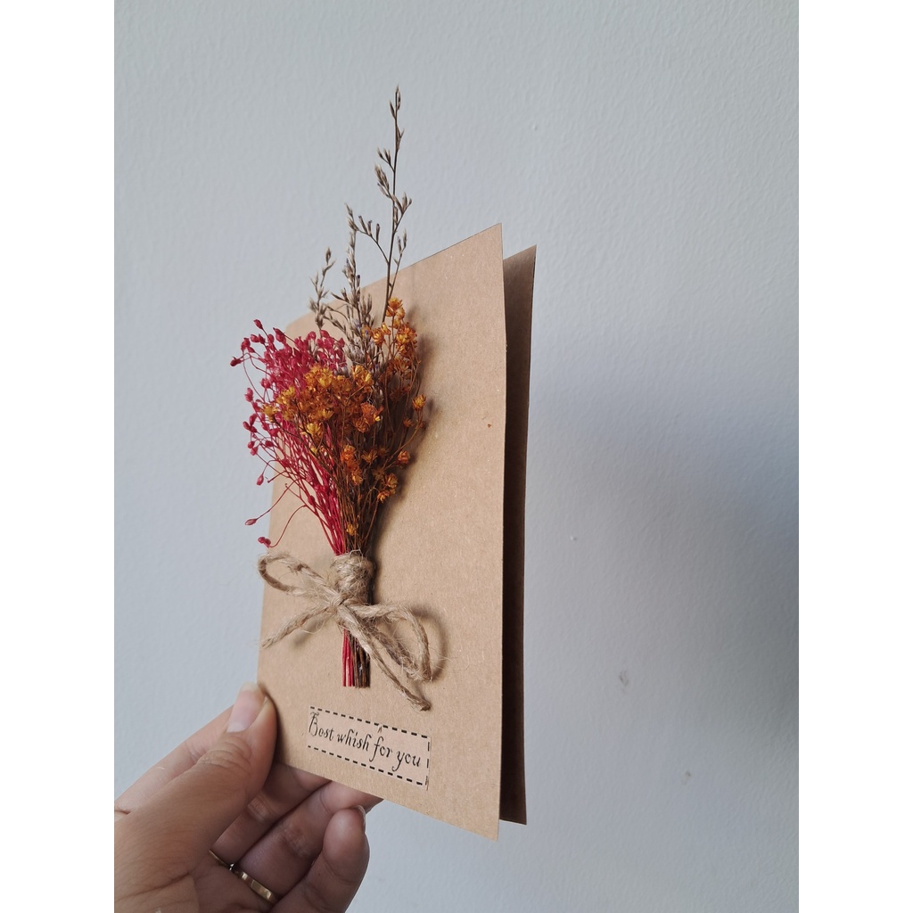 Thiệp hoa khô mini, bỏ vào hộp quà tặng valetine, sinh nhật.