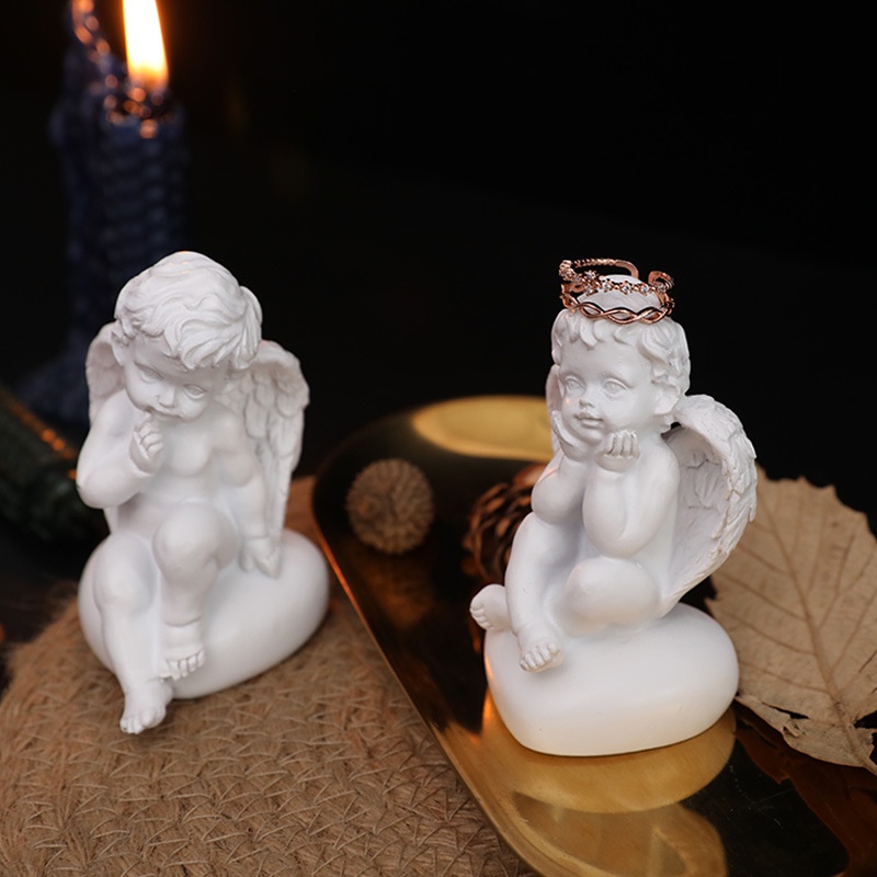 Mô Hình Tượng Thiên Thần Có Cánh Phong Cách Vintage Trang Trí Sân Vườn