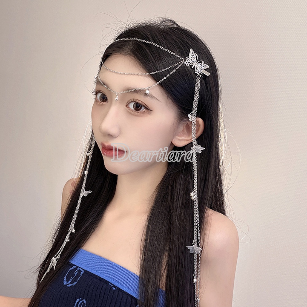 Trâm Cài Tóc Hình Hoa Và Bướm Tua Rua Thời Trang Độc Đáo