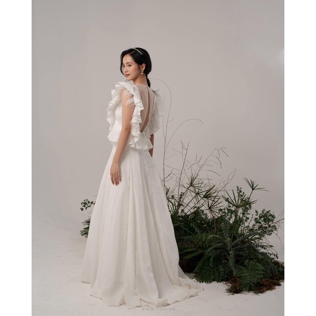 POXI - Đầm cưới cánh tiên cách điệu, tùng váy xoè đuôi cá - Size S