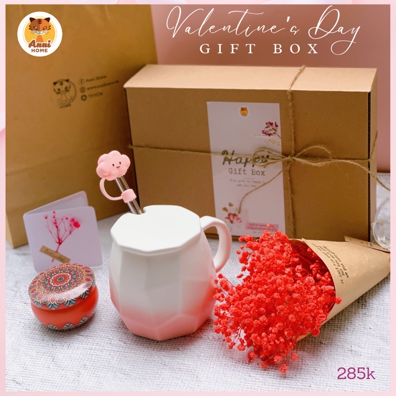 Set quà tặng Anni Handmade ý nghĩa, độc đáo, tặng bạn bè với ly sứ và trà thảo mộc