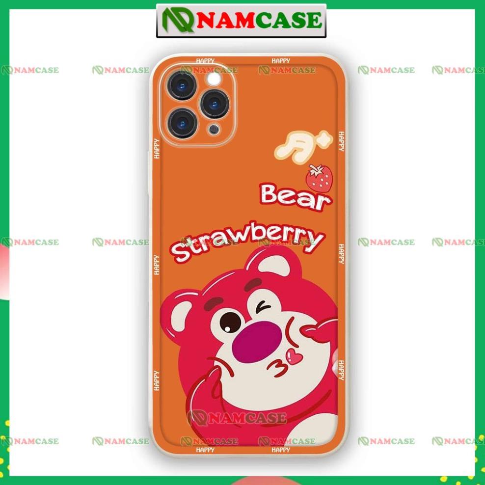 Ốp lưng iPhone cạnh viền vuông cặp đôi hoạt hình gấu lotso cute dễ thương đẹp ip 6/6s/7/8/X/XS/11/12/13/14 Pro Plus Max