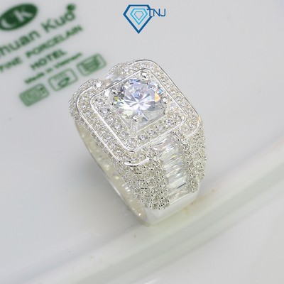 Nhẫn bạc nam bản to đính đá cao cấp NNA0375 - Trang Sức TNJ