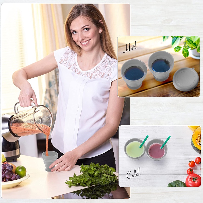 Cốc Uống Nước Du Lịch Bằng Silicone Có Thể Gấp Gọn Tiện Lợi