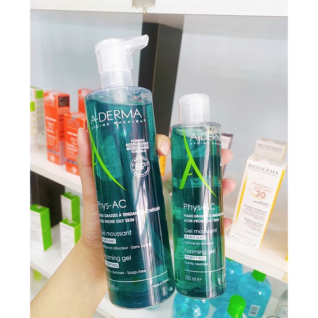 Sữa rửa mặt Aderma Gel cho da dầu mụn nhạy cảm 200ml - 400ml