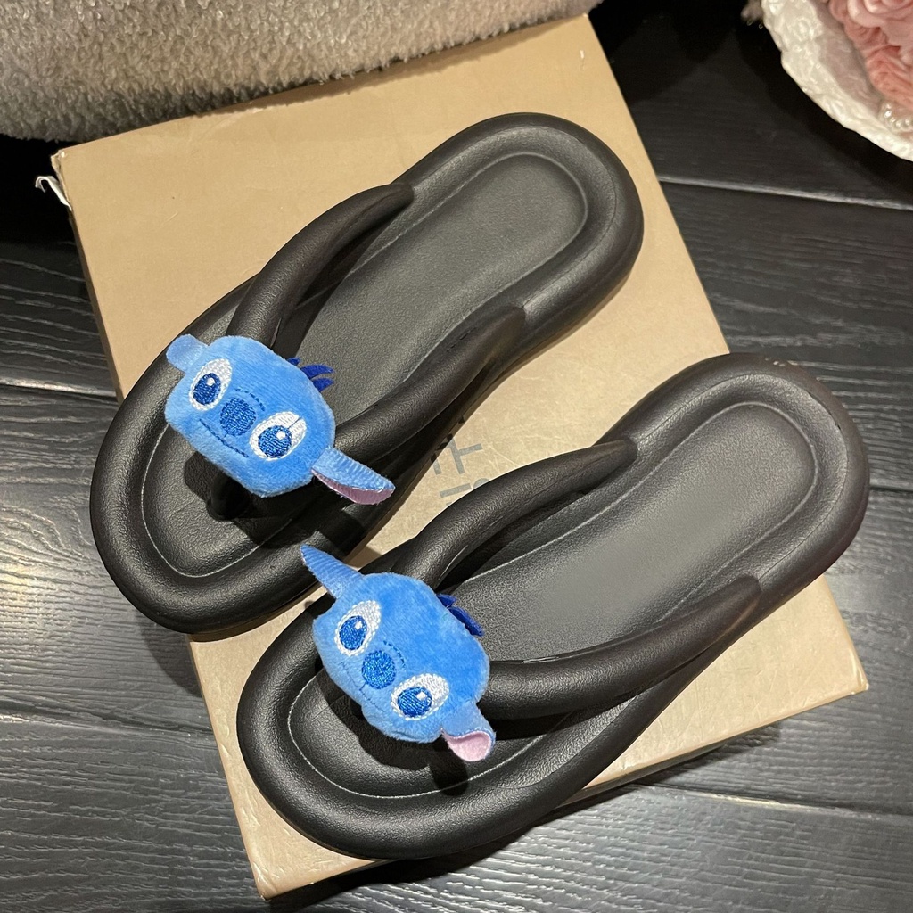 Dép Xỏ Ngón Đi Trong Nhà Chống Trượt Họa Tiết Hoạt Hình Stitch Dễ Thương Cho Bé