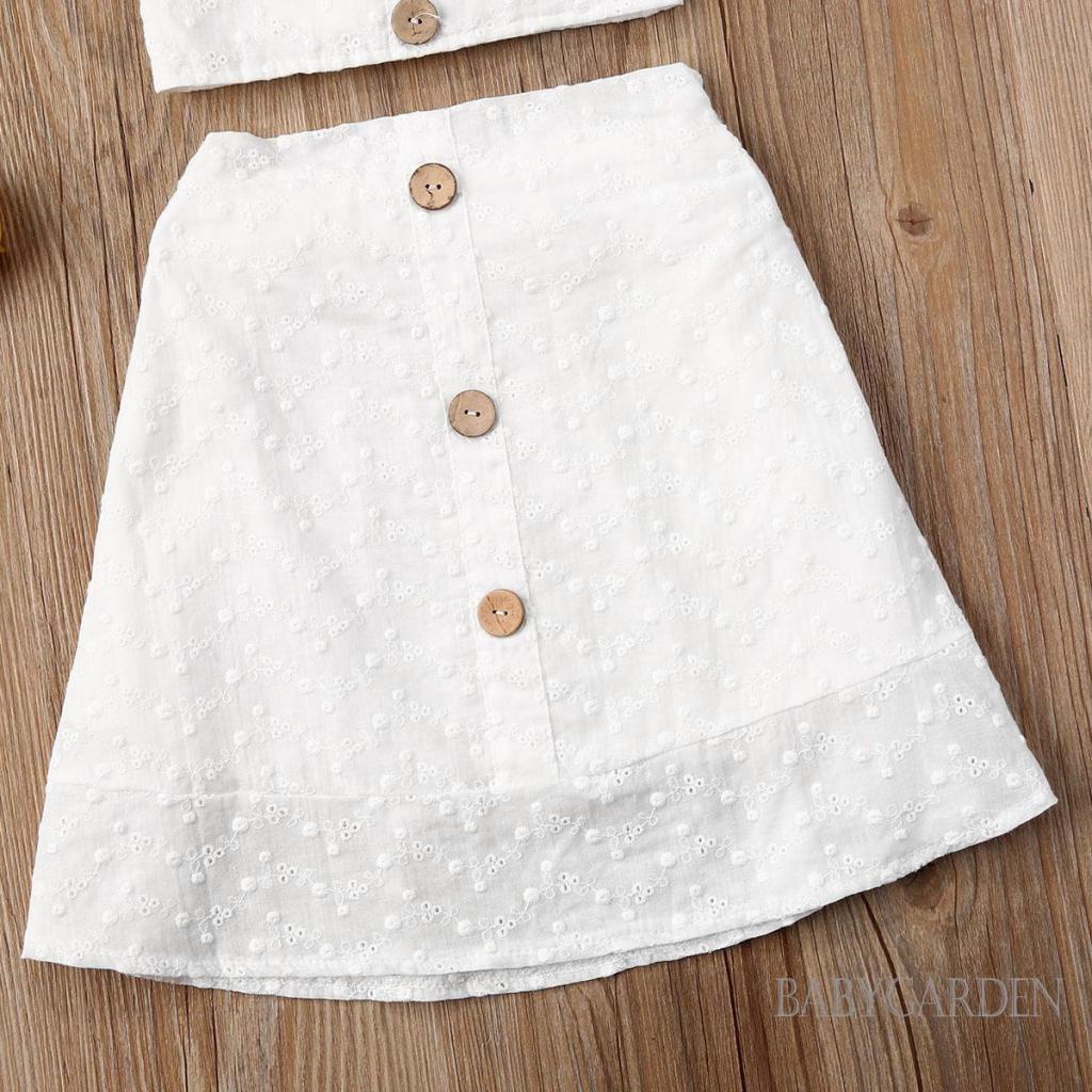 Set Áo Cổ Vuông Không Tay Màu Trơn + Chân Váy Lưng Thun Thời Trang Cho Bé Gái 1-6 Tuổi