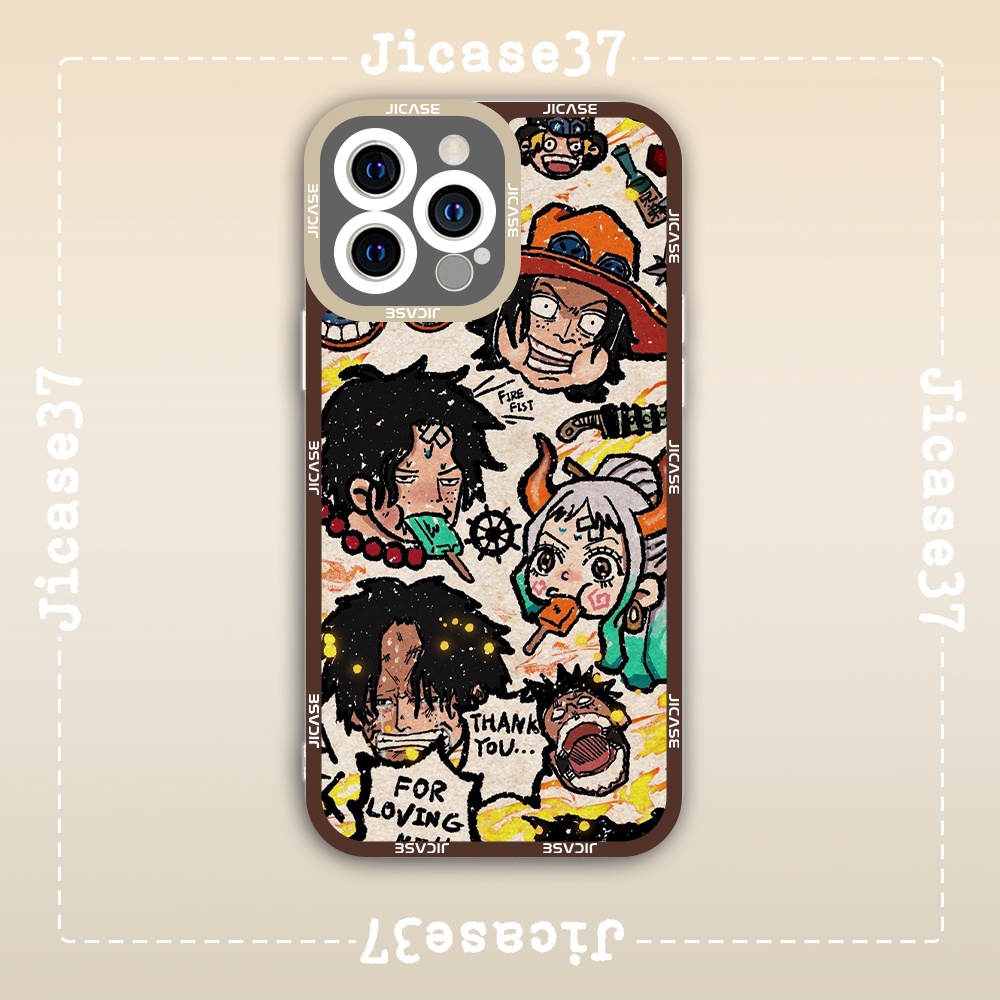 Ốp lưng iphone cạnh vuông Jicase JMcase Ace Collage Vintage One Piece Anime Manga x/xs/11/12/pro/max/plus/promax