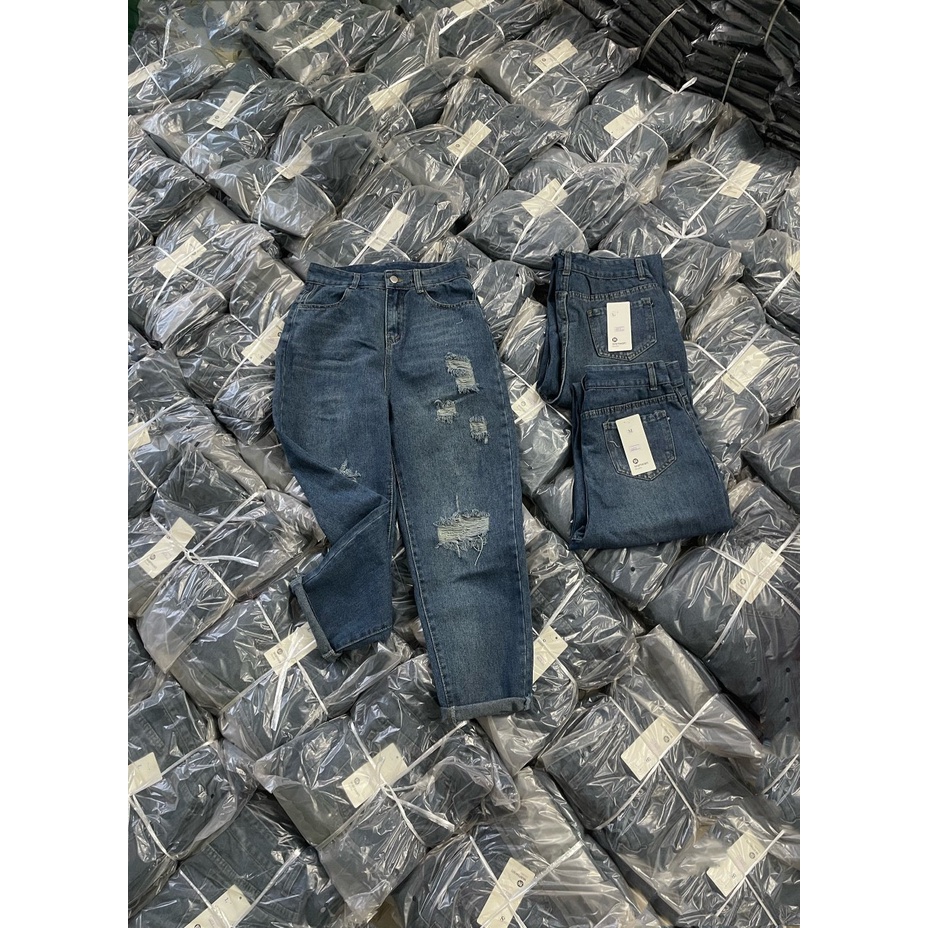 Quần jean bò baggy rách gối màu xanh form vừa tôn dáng siêu đẹp _ UNISTORE