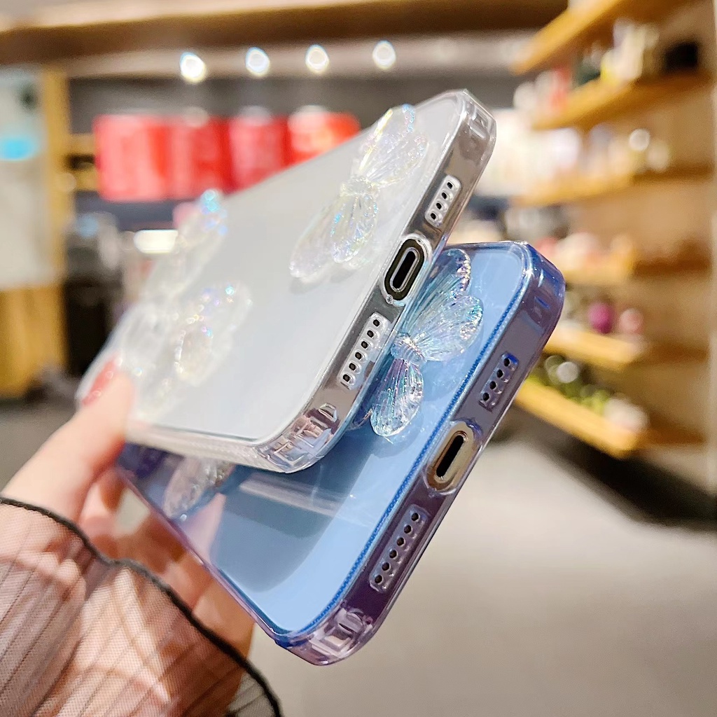 Ốp Điện Thoại Silicon Họa Tiết Bươm Bướm 6D Lấp Lánh Chống Rơi Cho Samsung S23 S22 S21 FE Plus Ultra M23 M33 M53 M52 M11