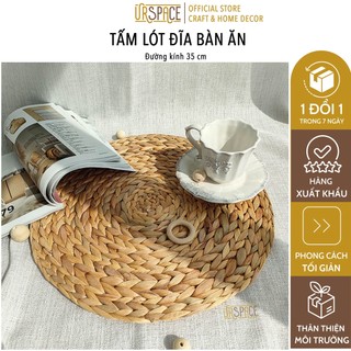 Tấm lót đĩa bàn ăn URSPACE bằng lục bình hình tròn trang trí decor