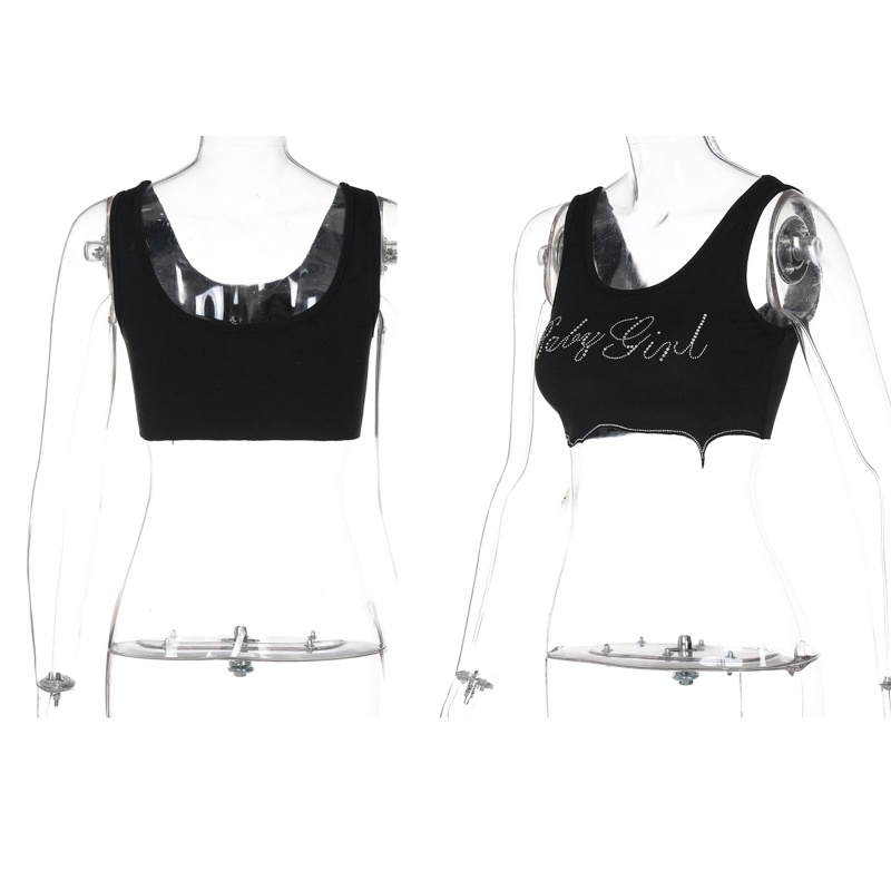 Brroa Áo Croptop Sát Nách Ôm Dáng Viền Lượn Sóng Viền Gợn Sóng Đính Đá Cho Nữ Tan