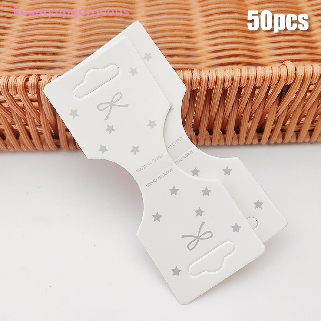 Set 50 Thẻ Trưng Bày Kẹp Tóc / Dây Buộc Tóc Hình Ngôi Sao / Nơ DIY