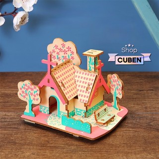 Mô hình nhà Dream Cottage House mini cắt laser- đồ chơi lắp ráp 3D gỗ