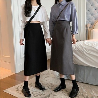 [ORDER] chân váy suông dáng dài lưng cao xẻ sau cạp khóa ulzzang Hàn Quốc (Quảng Châu loại 1)