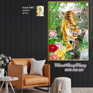 Tranh thêu Chữ thập Mãnh hổ DV6373 chưa thêu