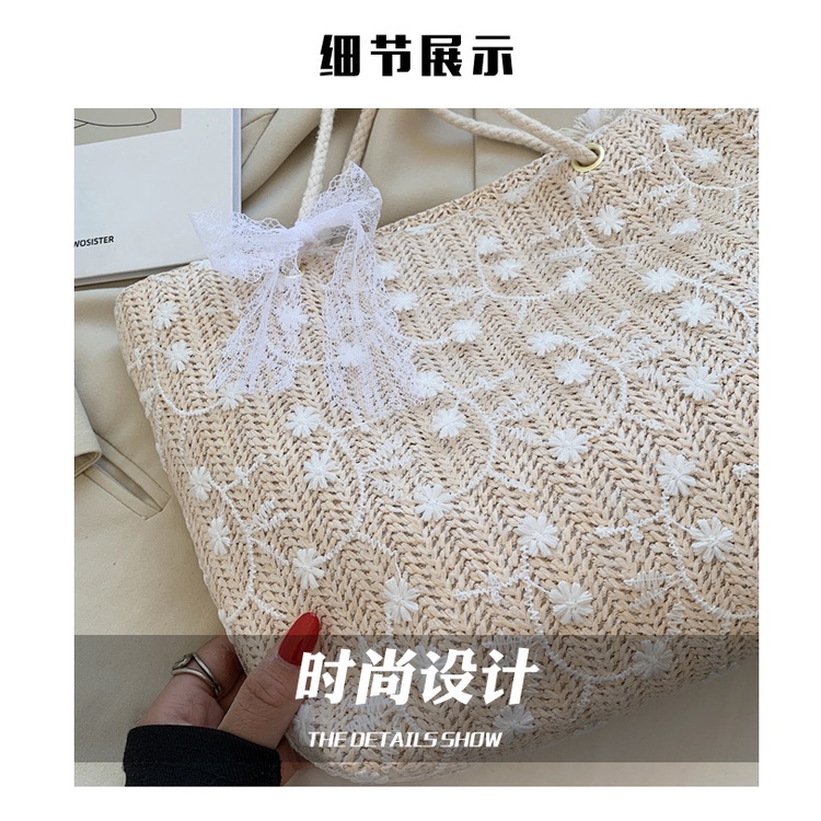 Túi Tote Đeo Vai / Xách Tay Một Bên Vai Bằng Rơm Phối Ren Kích Thước Lớn Phong Cách Hàn Quốc Hàng Mới 2023 TTF612 Dành Cho Bạn