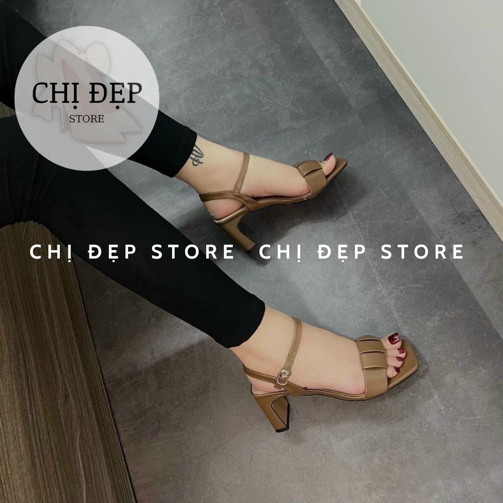 Giày sandal cao gót nữ đế vuông quai ô 7 phân, giày sandal 7 phân Chị Đẹp Store mã S197
