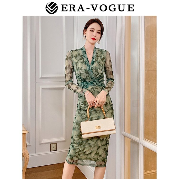 Eravogue🌷 Đầm Chiffon In Họa Tiết Phong Cách Hàn Quốc Cổ Điển Thời Trang Mùa Hè Dành Cho Nữ 5428